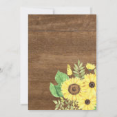 Invitation Tournesol Rustique Floral Bois été premier anniver (Dos)