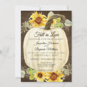 Invitation Tournesol rustique floral Citrouille blanche Bois  (Devant)