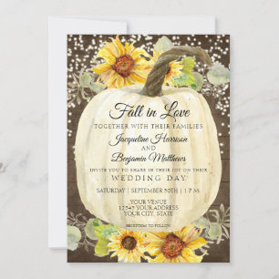 Invitation Tournesol Rustique Floral Citrouille Twinké Bois c