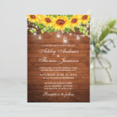 Invitation Tournesol Rustique Floral Jar Lumières Photo (Debout devant)