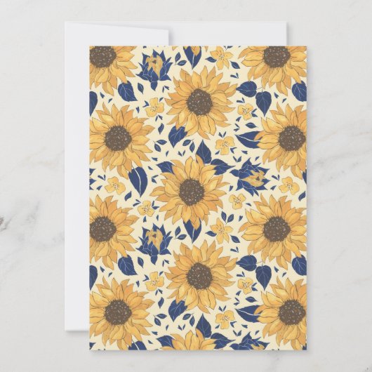 Invitation Tournesol Rustique Floral Jaune Mariage Script ble (Dos)