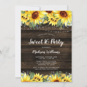 Invitation Tournesol Rustique Floral Lights Sweet 16 (Devant)