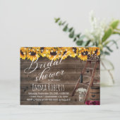 Invitation Tournesol Rustique Floral Vin Barrel Fête des mari (Debout devant)