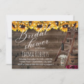 Invitation Tournesol Rustique Floral Vin Barrel Fête des mari (Devant)