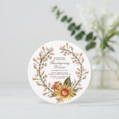 Invitation Tournesol Rustique Floral Wreath Thanksgiving Dîne (Debout devant)