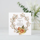 Invitation Tournesol Rustique Floral Wreath Thanksgiving Dîne (Debout devant)