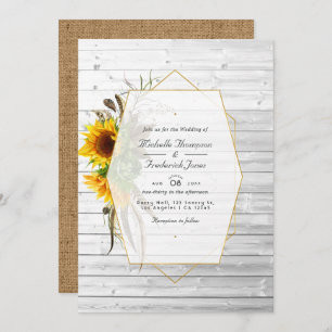Invitation Tournesol Rustique Géométrique Mariage dans la gra