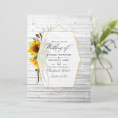 Invitation Tournesol Rustique Géométrique Mariage dans la gra (Debout devant)