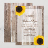 Invitation Tournesol Rustique Grange Bois Bat mitzvah occiden (Devant / Derrière)