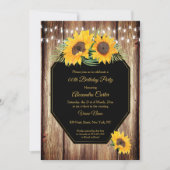 Invitation Tournesol Rustique Grange Bois Black String Lumièr (Devant)