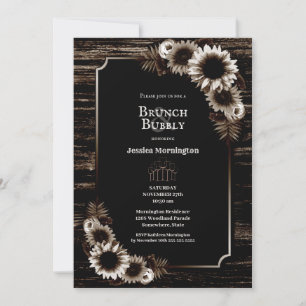 Invitation Tournesol rustique Grange Bois Brunch & Bubbly