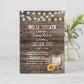 Invitation Tournesol rustique Grange Fête des mariées en bois (Debout devant)