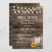 Invitation Tournesol rustique Grange Fête des mariées en bois (Devant / Derrière)