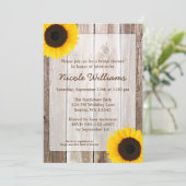 Invitation Tournesol Rustique Grange Fête des mariées en bois (Debout devant)