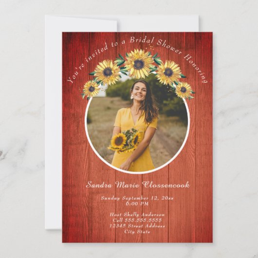 Invitation Tournesol rustique Grange Mariage I (Devant)