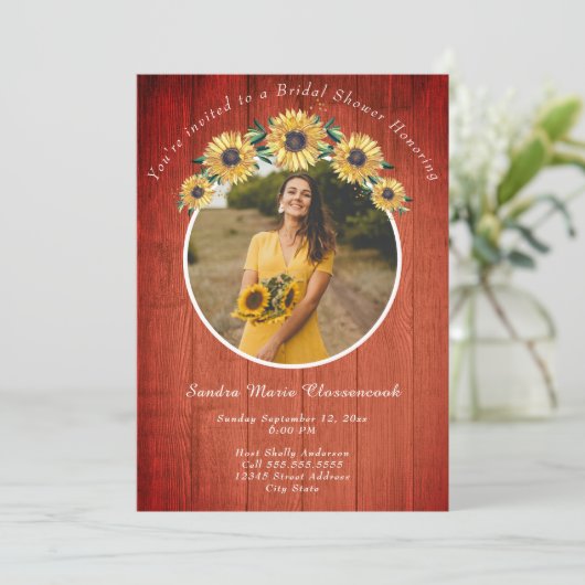 Invitation Tournesol rustique Grange Mariage I (Debout devant)
