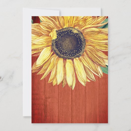 Invitation Tournesol rustique Grange Mariage I (Dos)