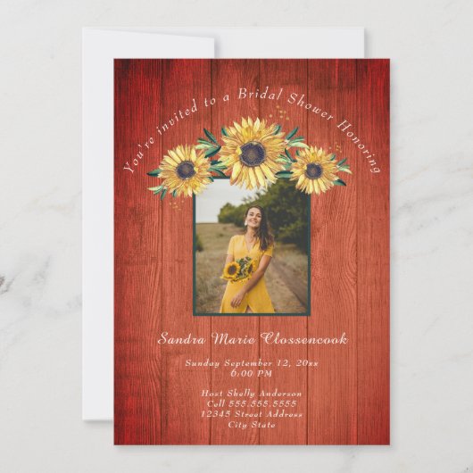 Invitation Tournesol rustique Grange Mariage I (Devant)