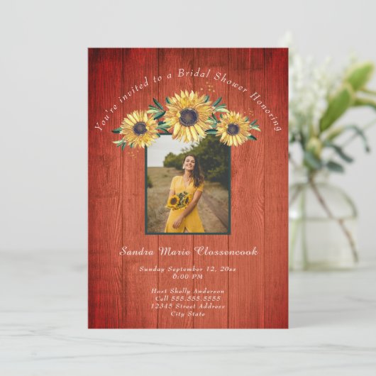 Invitation Tournesol rustique Grange Mariage I (Debout devant)