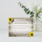 Invitation Tournesol rustique Guesser Nombre Baby shower Jeu (Debout devant)