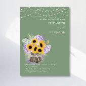 Invitation Tournesol rustique Hydrangée Élégant Mariage vert