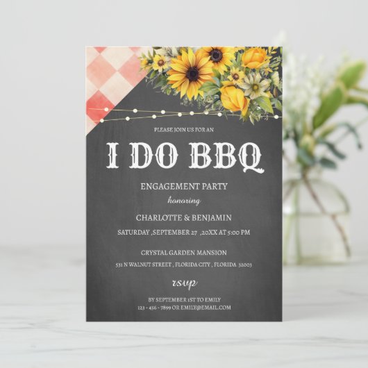 Invitation Tournesol Rustique I Do BQ Engagement Party (Debout devant)