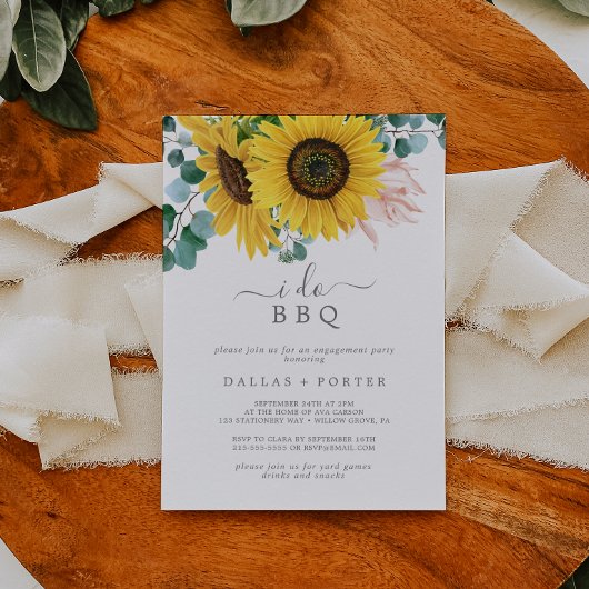 Invitation Tournesol Rustique I Do BQ Engagement Party