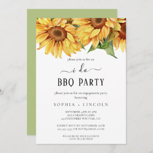 Invitation Tournesol rustique "I Do BQ" Partie d'engagement