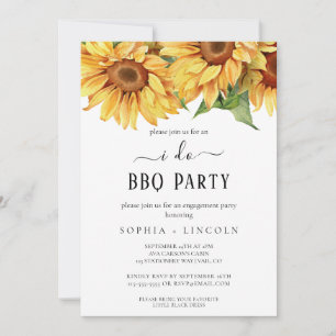 Invitation Tournesol Rustique "J'accepte le BBQ" Fête de Fian