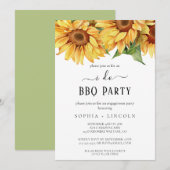 Invitation Tournesol Rustique "J'accepte le BBQ" Fête de Fian (Devant / Derrière)