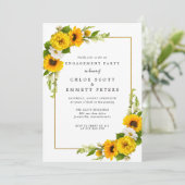 Invitation Tournesol rustique Jaune Fleur d'engagement (Debout devant)