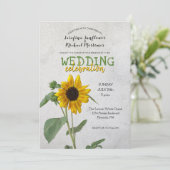 Invitation Tournesol rustique / Jaune & Mariage vert (Debout devant)