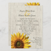 Invitation Tournesol Rustique Mariage (Devant / Derrière)