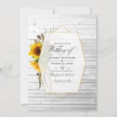 Invitation Tournesol rustique Mariage de la grange (Devant)