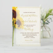 Invitation Tournesol Rustique Mariage de typographie moderne (Debout devant)