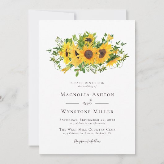 Invitation Tournesol rustique Mariage moderne