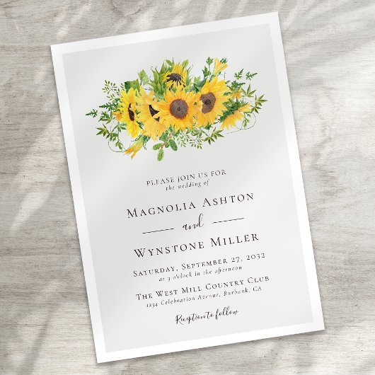 Invitation Tournesol rustique Mariage moderne