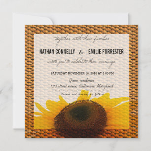 Invitation Tournesol rustique  Mariage Motif de panier