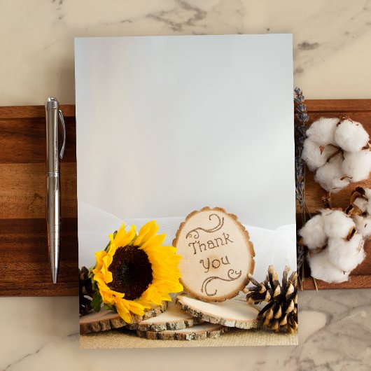 Invitation Tournesol Rustique Mariage Woodland Merci Note