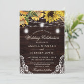 Invitation Tournesol rustique & Mason Jar Lumières Mariage (Debout devant)