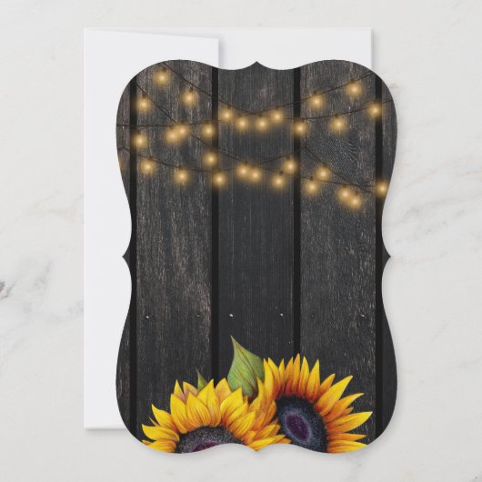 Invitation Tournesol rustique or élégant grange mariage (Dos)