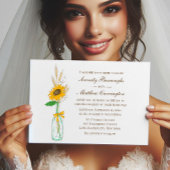 Invitation Tournesol rustique pays automne Mariage floral