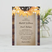 Invitation Tournesol Rustique Pays Bois Burlap Mariage dentel (Debout devant)