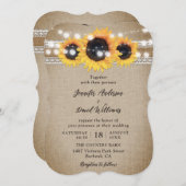 Invitation Tournesol Rustique Pays Burlap Mariage dentelle (Devant / Derrière)