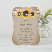 Invitation Tournesol Rustique Pays Burlap Mariage dentelle (Debout devant)