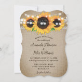 Invitation Tournesol Rustique Pays Burlap Mariage dentelle (Devant)