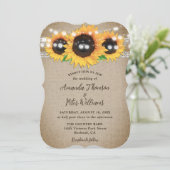 Invitation Tournesol Rustique Pays Burlap Mariage dentelle (Debout devant)