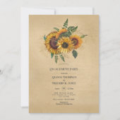 Invitation Tournesol rustique Pays Fête d'engagement de la gr (Devant)