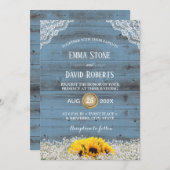 Invitation Tournesol rustique Pays Floral Blue Barn Mariage (Devant / Derrière)