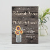 Invitation Tournesol rustique Pays Floral Dîner de répétition (Debout devant)